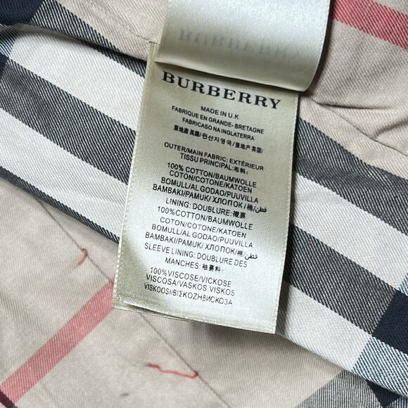 BURBERRY KENSINGTON Trench Coat Nova Check Lined Red Long Jacket Women Size 10 - Picture 16 of 16